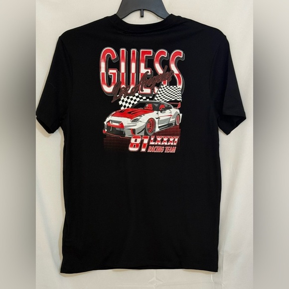 Guess Black Short Sleeve Tee Classic Crew Neck - Picture 2 of 3